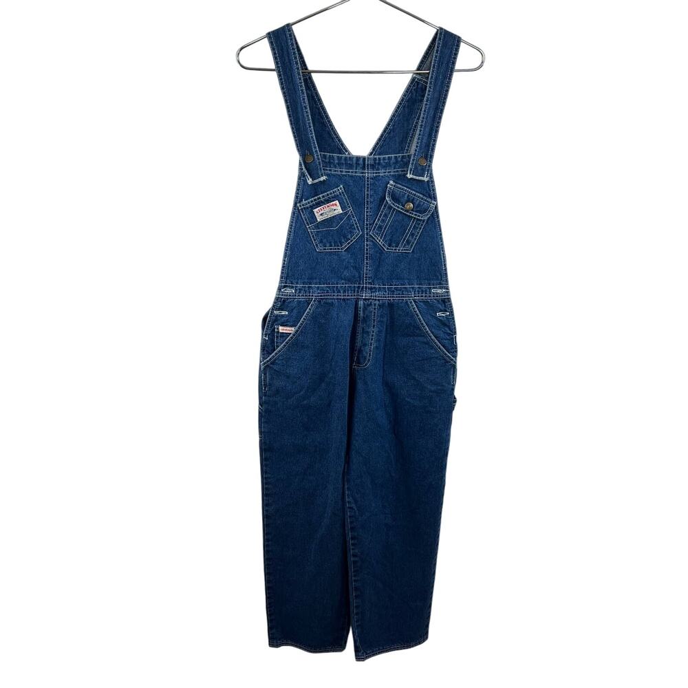VTG Stevenson Overall Co. Blue Medium Wash Straight Leg Bib Overalls w/ Pockets